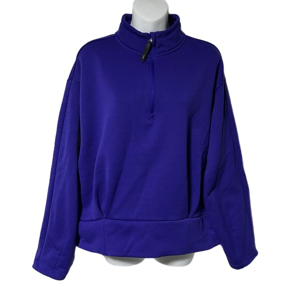 Athleta Blue Purple Altitude Polartec Half Zip Pullover Cropped Sweatshirt XL - Picture 2 of 12